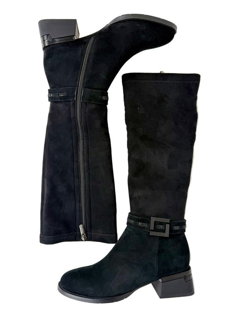 Loretta Vitale C3893 Women's Black Suede Knee High Boots
